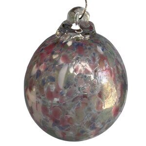 Friendship Witch Spirit Ball Ornament Hand Blown Confetti Glass 3¼" x 2½"